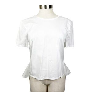 Zara Woman White Shirt With Ruffled Back Hem Size‎ Small